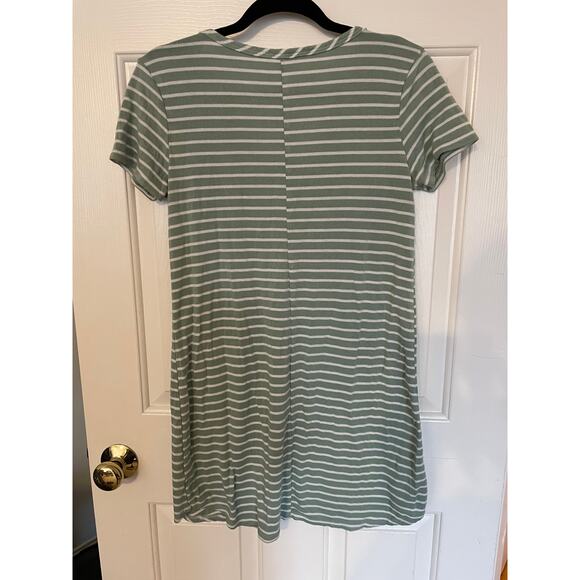 Olivia Rae Green & White Striped Dress Size Medium, Made in USA - Picture 2 of 7